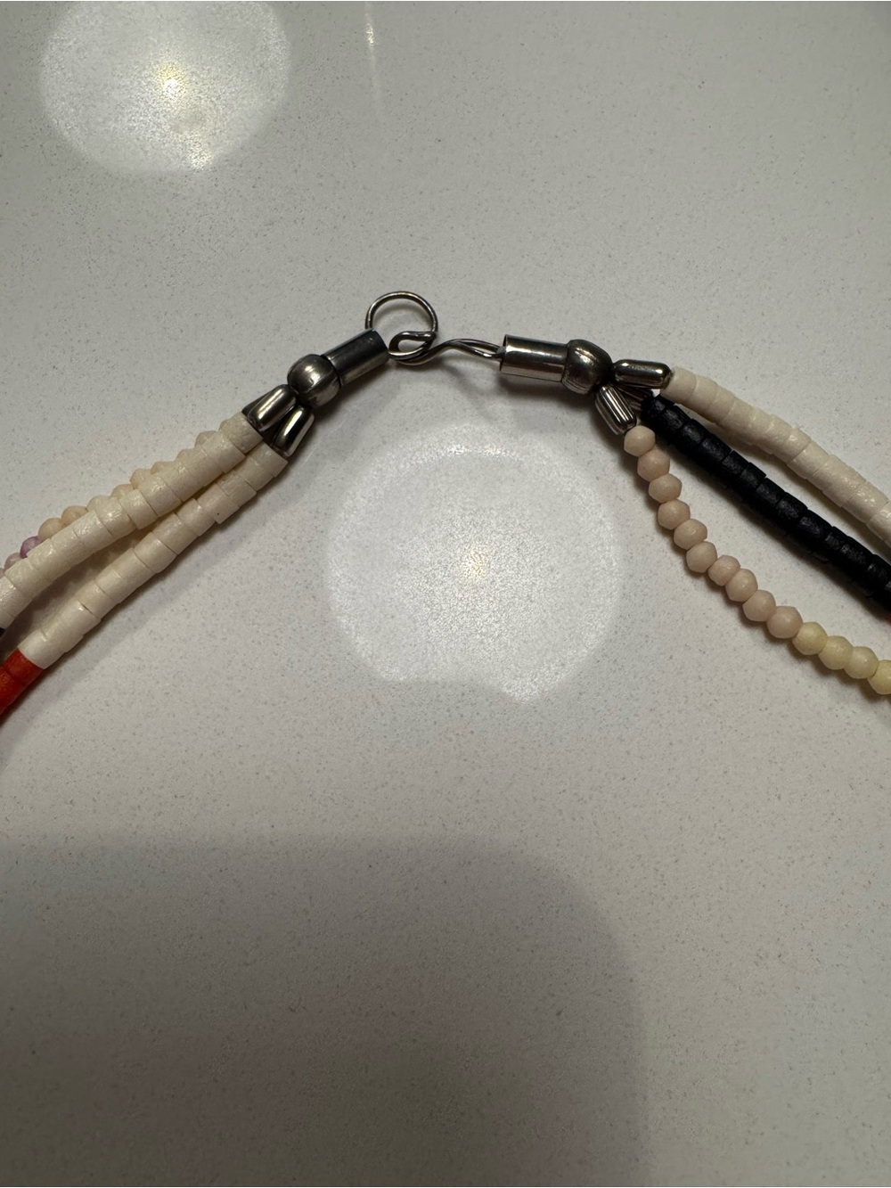 Multicolor Seed-Bead Necklace with Ivory-Tone Focal Accent. BEAUTIFUL handmade - Picture 4 of 4